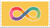 Stamp with the autism pride flag that's yellow with a rainbow infinity symbol