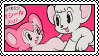 Pink monochrome stamp with Leo and Laiya from Jungle Emperor Leo