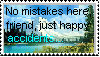Bob Ross stamp that reads 'There are no mistakes, just happy accidents'