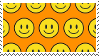 Orange stamp with yellow smiley faces