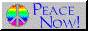 Site button that reads 'Peace Now!' with a rainbow-coloured peace sign
