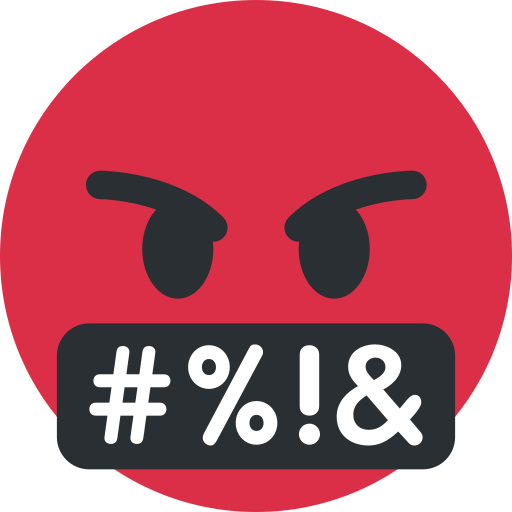 Angry red face with censored speech bubble emoji